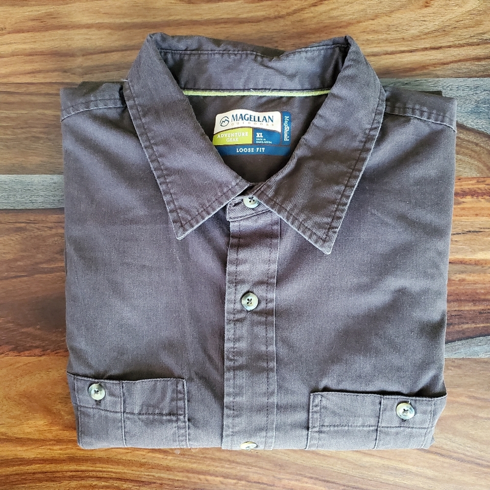 Magellan Outdoors, Men's Shirt, XL, Long Sleeve, Brown